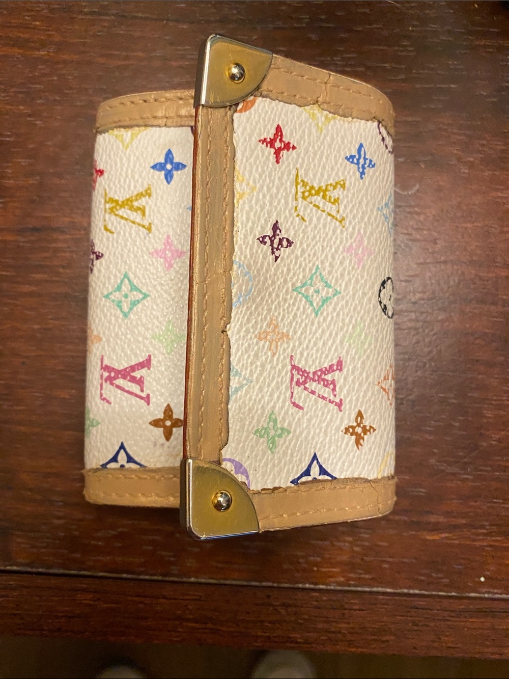 Louis Vuitton Multicolor Monogram Key Case in Cream and Tan